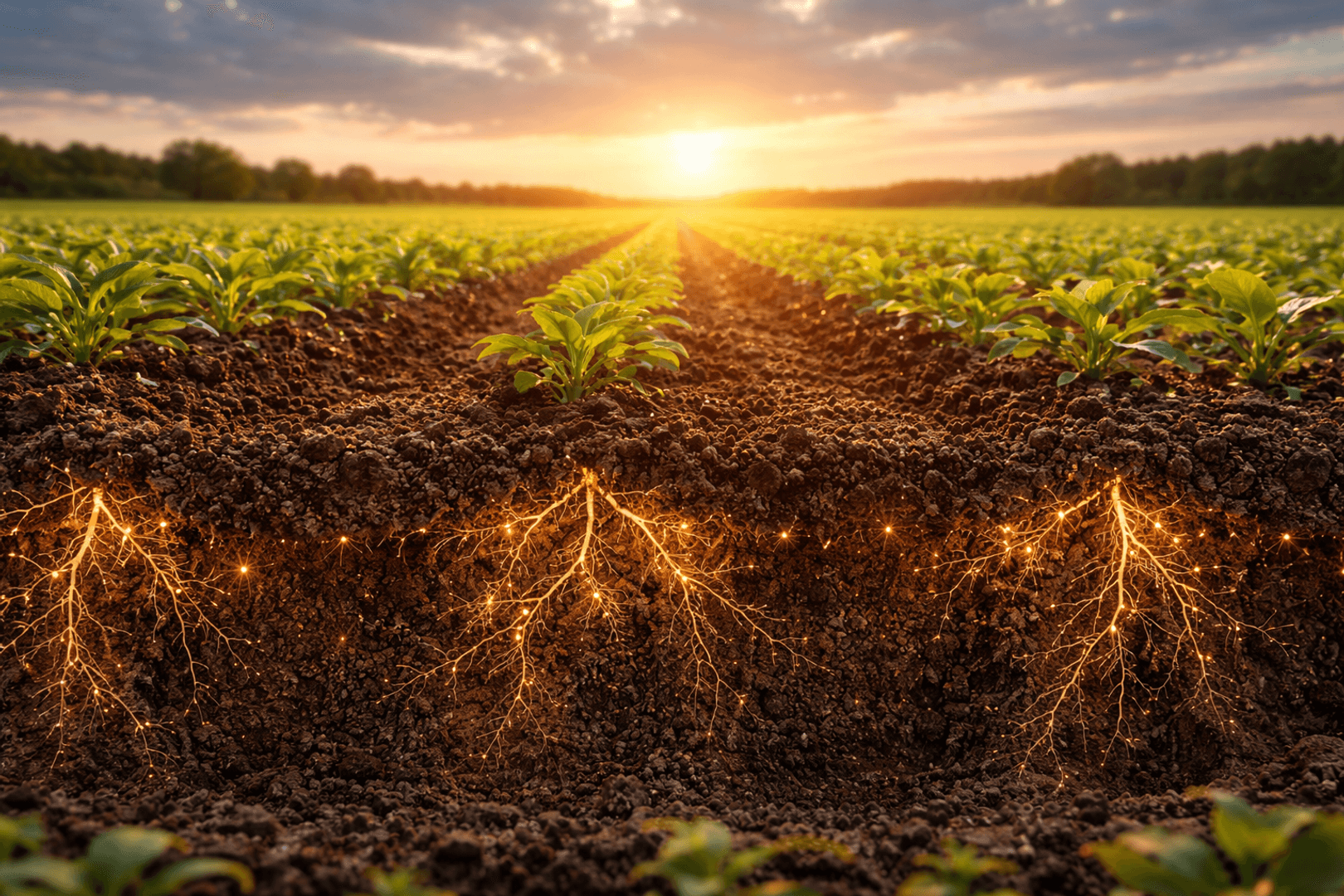 фон на поле с трактор по залез