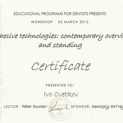 Сертификати на доктор Иво Цветков