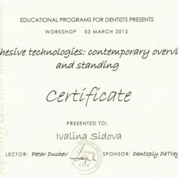 сертификати на доктор Ивелина Сидова