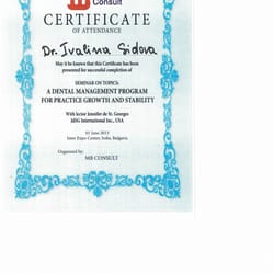 сертификати на доктор Ивелина Сидова