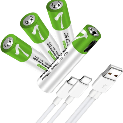Презареждаеми батерии AA, AAA и 9V с Type-C кабели