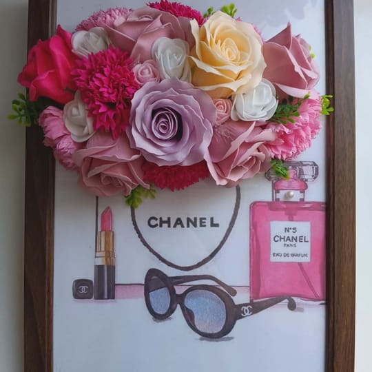 ЗД букет в рамка "Чанта с цветя"