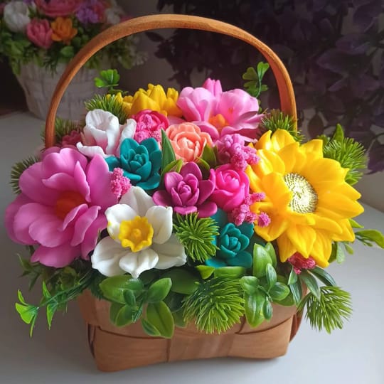 Ароматен букет от Глицеринов сапун в кошница 2