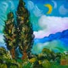 Кипариси с луна (по Ван Гог)