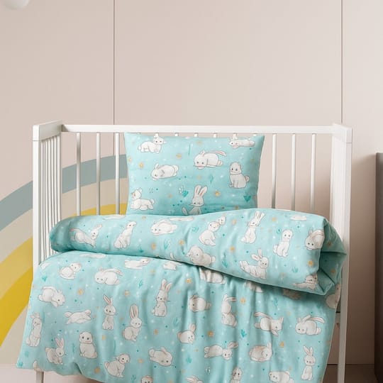 Бебешко спално бельо Зайчета от фин памук