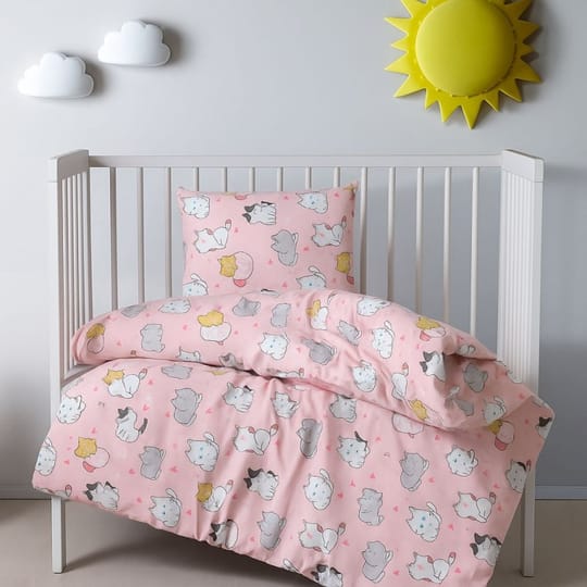 Бебешко спално бельо с котета от фин памук