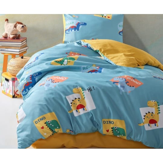 Единично спално бельо ранфорс Дино аква