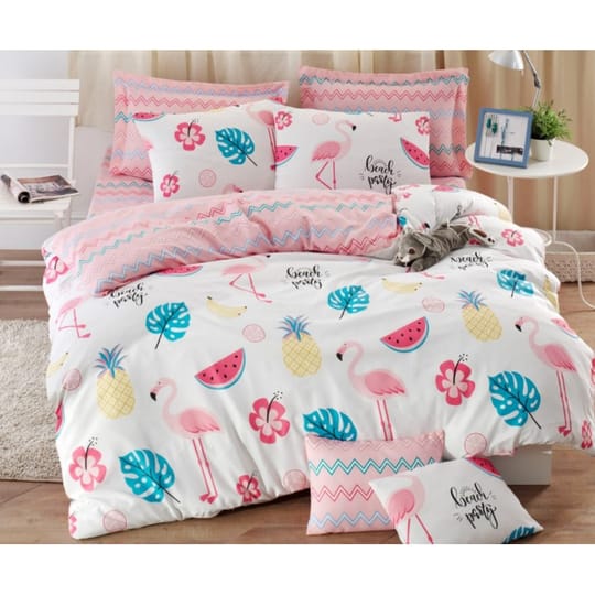 Двойно спално бельо ранфорс Фламинго