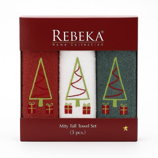 Коледни кърпи с бродерия Елхички в кутия 3 броя