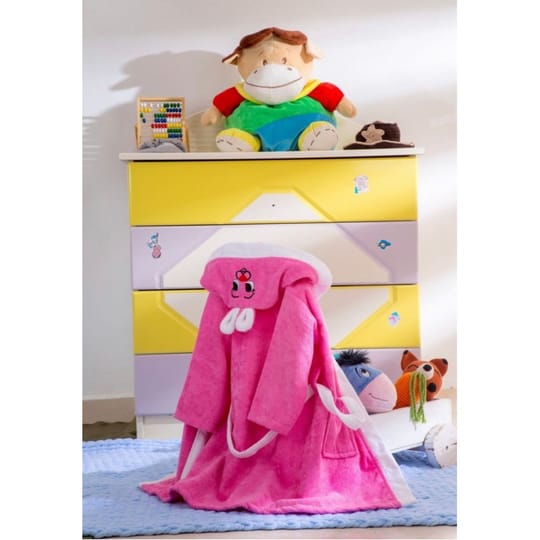 Детски халат за баня с ушички в розово