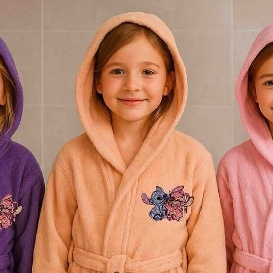 Детски халат за баня с бродерия Стич