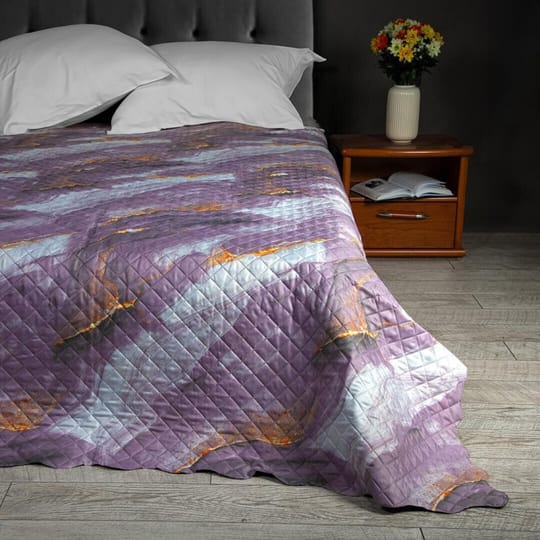 Двулицева кувертюра за легло в лилаво