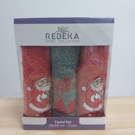 Коледни кърпи с бродерия Дядо Коледа - 3 броя