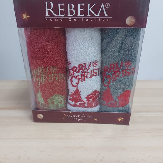 Коледни кърпи с бродерия Merry Christmas - 3 броя