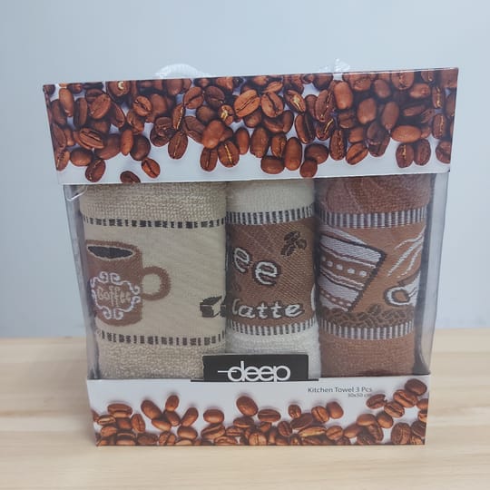 3 броя кърпи с бродерия Кафе