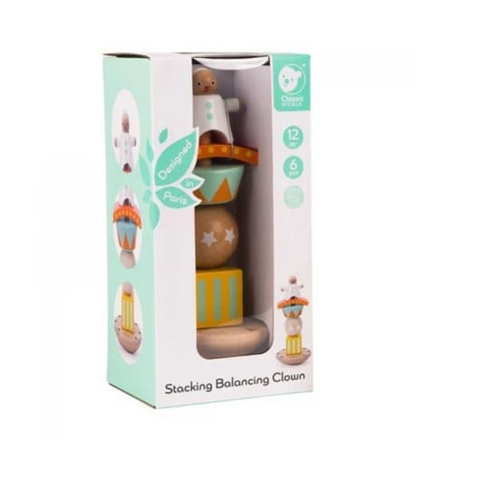  Дървена играчка Веселият клоун