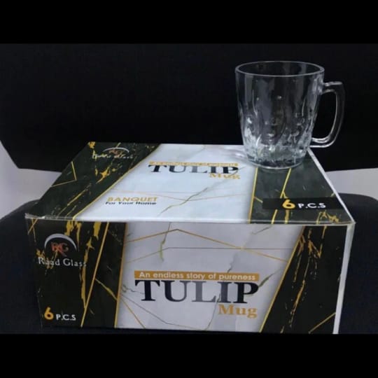 Комплект от 6 стъклени диамантени чаши Tulip - 220 мл