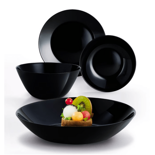 Сервиз за хранене Luminarc Zelie Black – 19 части, черно закалено стъкло
