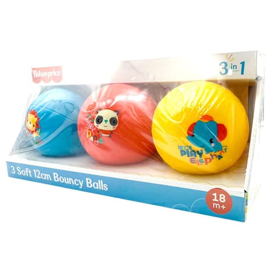 Меки подскачащи топки Fisher-Price – комплект от 3 броя, 12 см