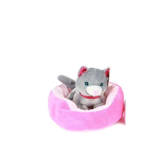 Плюшено коте с легло TToys – 20 см, сиво
