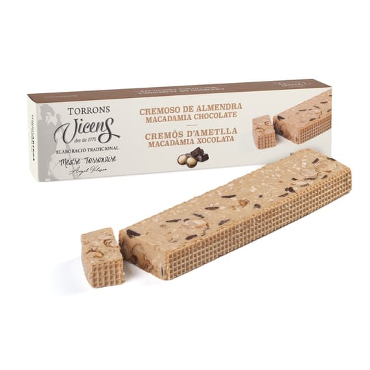 Турон "CREMOSO DE ALMENDRA, MACADAMIA Y CHOCOLATE" Кремообразен бадем с карамелизирана макадамия и шоколад. ANGEL VELASCO