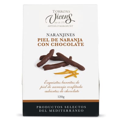 Кутия десерт Naranjines — портокалови корички в черен шоколад