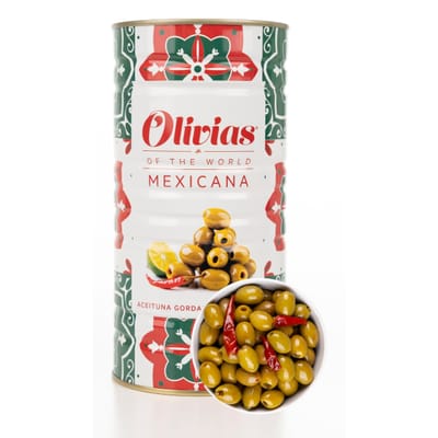 Кутия люти маслини Mexicana на Olivias of the World с халапеньо и чили