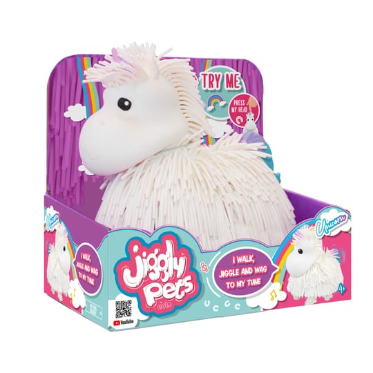 JIGGLY PETS Бял еднорог Рошльо