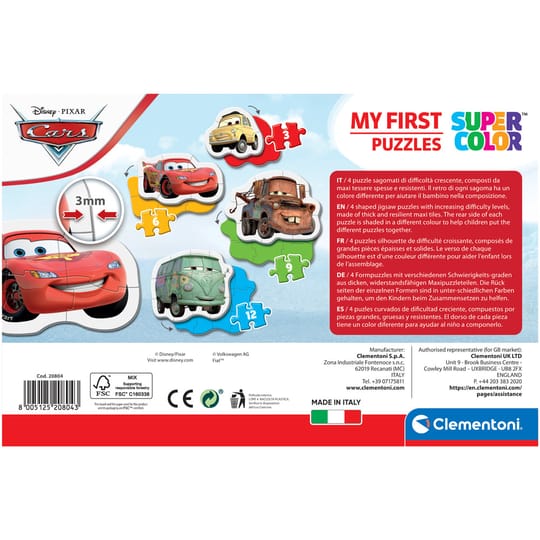 CLEMENTONI 3+6+9+12ч. Пъзел My First Puzzles Cars