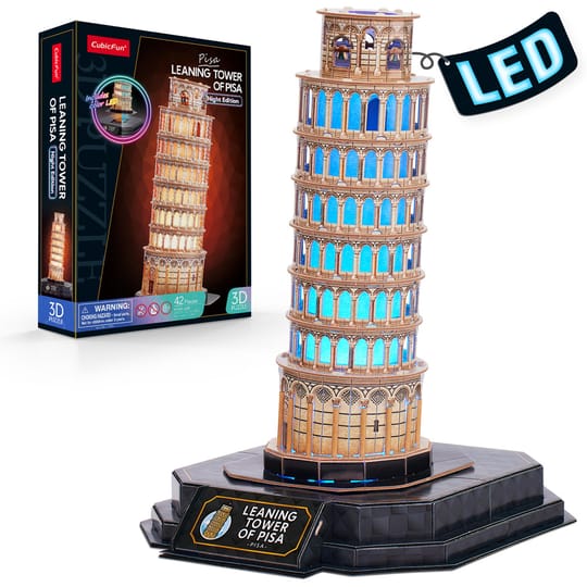 CubicFun Пъзел 3D Leaning Tower of Pisa Night Edition с LED светлини