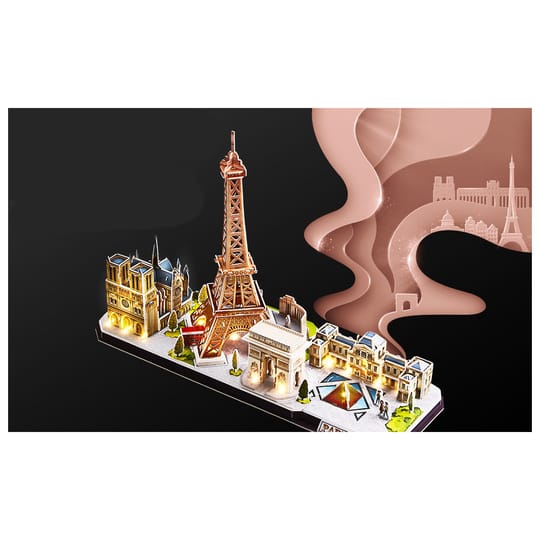 CubicFun Пъзел 3D City Line Paris 115ч. с LED светлини