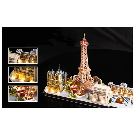 CubicFun Пъзел 3D City Line Paris 115ч. с LED светлини