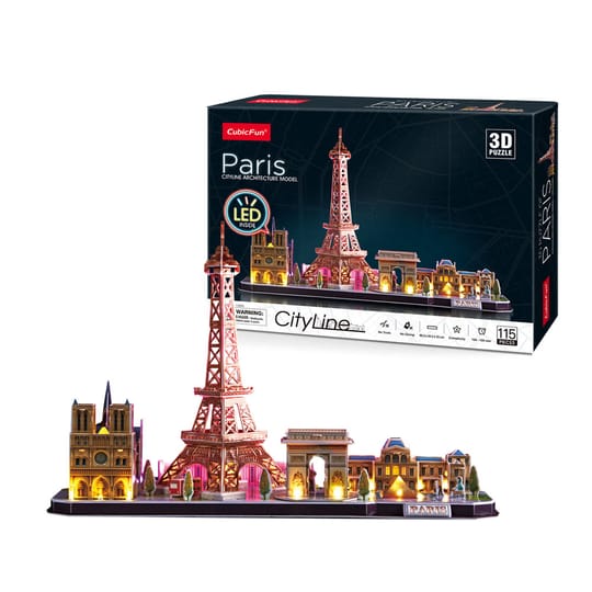 CubicFun Пъзел 3D City Line Paris 115ч. с LED светлини