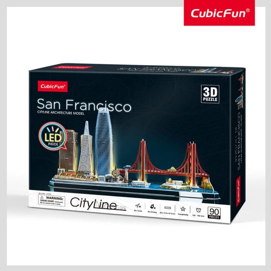 CubicFun Пъзел 3D Cityline San Francisco 90ч. с LED светлини