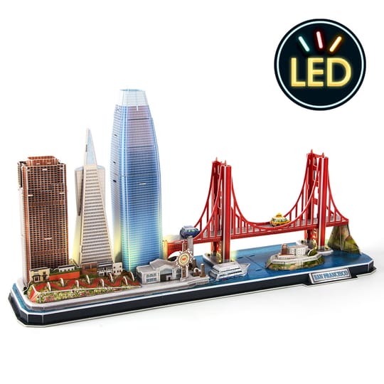 CubicFun Пъзел 3D Cityline San Francisco 90ч. с LED светлини