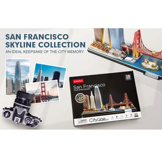 CubicFun Пъзел 3D Cityline San Francisco 90ч. с LED светлини