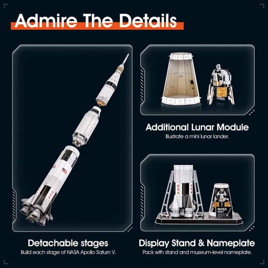 CubicFun Пъзел 3D NASA Ракета Apollo Saturn V 136ч.