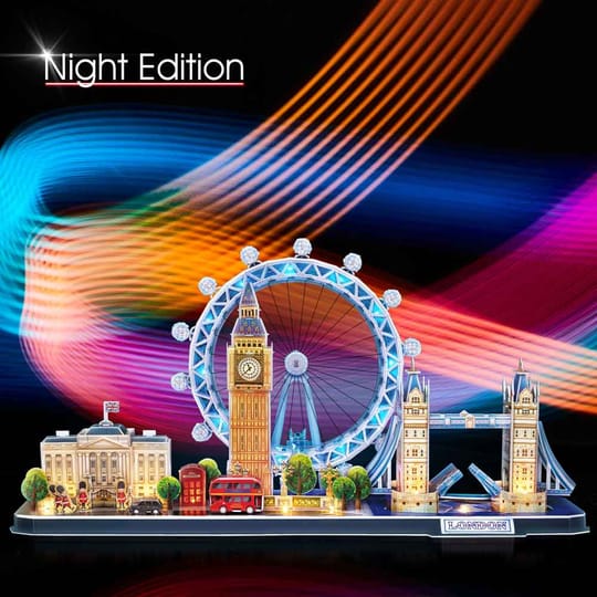 CubicFun Пъзел 3D City Line London 186ч. с LED светлини