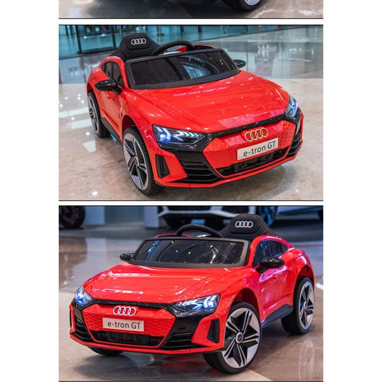 Kола Акумулаторна 12V AUDI RS ETRON GT с кожена седалка и родителски контрол Червена