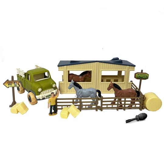 Ферма Farm Truck с Камион за разглобяване и Конюшня с Коне