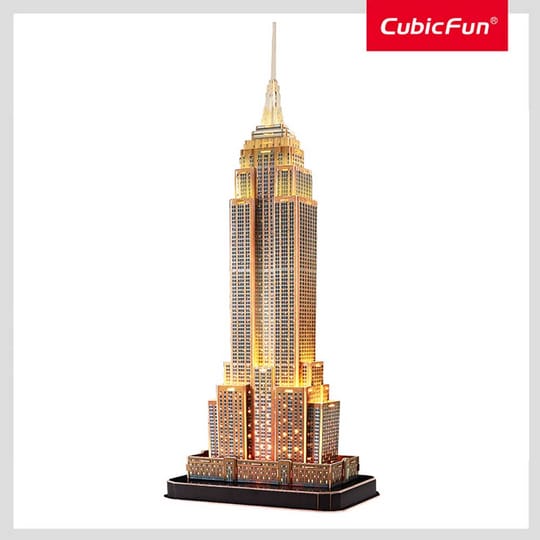 CubicFun Пъзел 3D Empire State Building Night Edition 37ч. с LED светлини