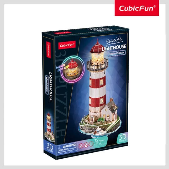 CubicFun Пъзел 3D Морски фар Lighthouse Night Edition 72ч. с LED светлини