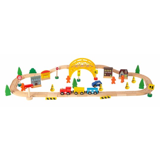 Wooden Дървена влакова композиция с мост 60ч.