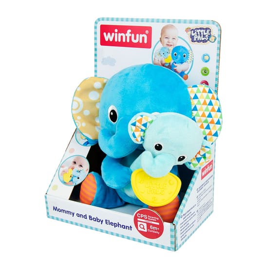 WINFUN Плюшен слон с бебе слонче-дрънкалка LITTLE PALS