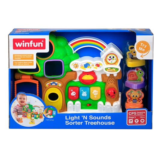WINFUN Дърво сортер с музикална къщичка
