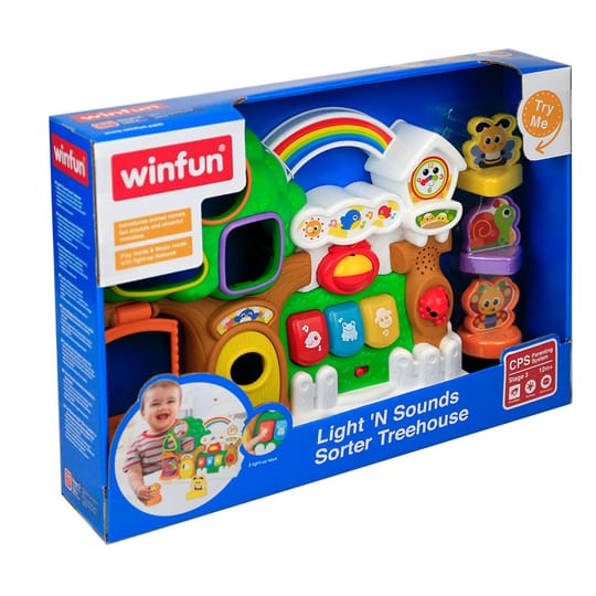 WINFUN Дърво сортер с музикална къщичка
