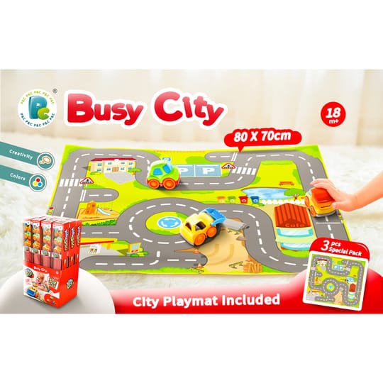 Kiddy Go Килим с 3 мини колички Busy City
