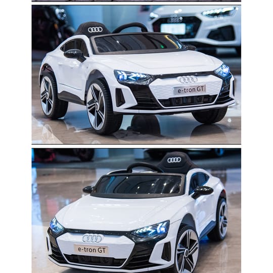 Kола Акумулаторна 12V AUDI RS ETRON GT с кожена седалка и родителски контрол Бяла
