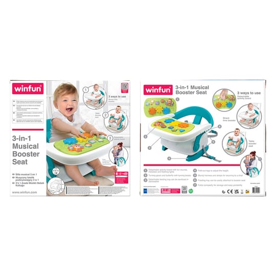 WINFUN 3 в 1 Музикален Стол с табла за храна и активен борд