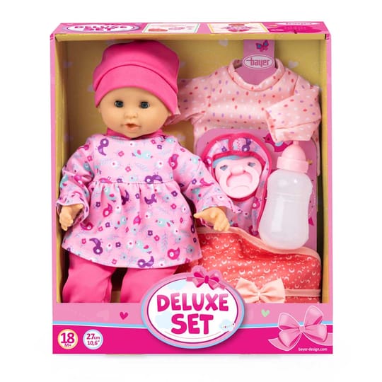 Bayer Кукла Бебе 27см. с Допълнителни Дрехи и Чанта Deluxe